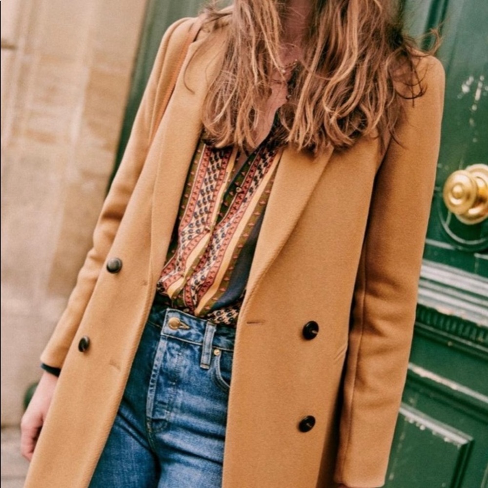 Sezane Johnson Coat in Camel